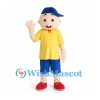 Boy Mascot Costume with Yellow Shirt and Blue Baseball Cap