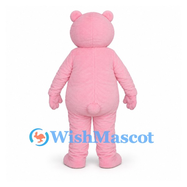 Bear Mascot Costume in Pink with White Belly and Black Nose
