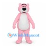 Bear Mascot Costume in Pink with White Belly and Black Nose