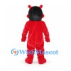 Devil Mascot Costume in Red with Black Hair and Small Horns
