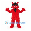 Devil Mascot Costume in Red with Black Hair and Small Horns