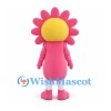 Flower Mascot Costume with Pink Petals and Yellow Smiling Face