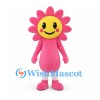 Flower Mascot Costume with Pink Petals and Yellow Smiling Face