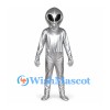 Alien Mascot Costume in Silver with Large Black Eyes