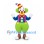 Clown Mascot Costume with Green Hair and Bright Patchwork Outfit