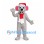 Mouse Mascot Costume in Gray with Santa Hat and Red Scarf