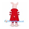 Pig Mascot Costume with Red Dress and Striped Sleeves