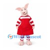 Pig Mascot Costume with Red Dress and Striped Sleeves
