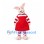 Pig Mascot Costume with Red Dress and Striped Sleeves
