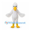 White Bird Mascot Costume with Yellow Beak and Layered Tail