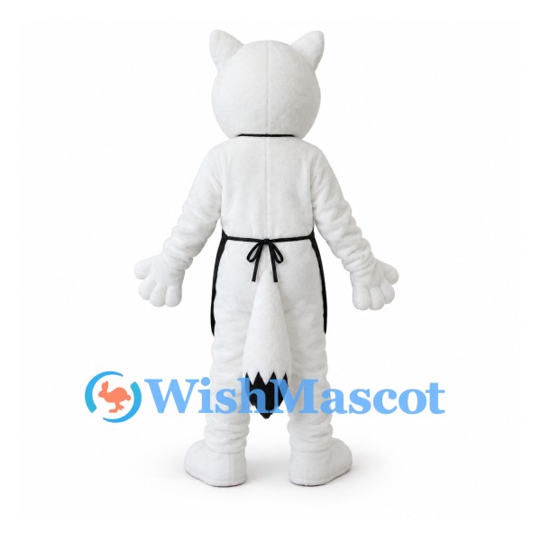 Wolf Mascot Costume in White with Black Apron