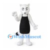Wolf Mascot Costume in White with Black Apron