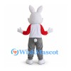 Rabbit Mascot Costume with Red and White Heart Shirt