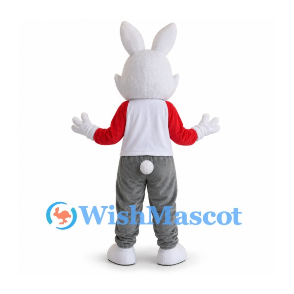 Rabbit Mascot Costume with Red and White Heart Shirt
