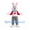 Rabbit Mascot Costume with Red and White Heart Shirt