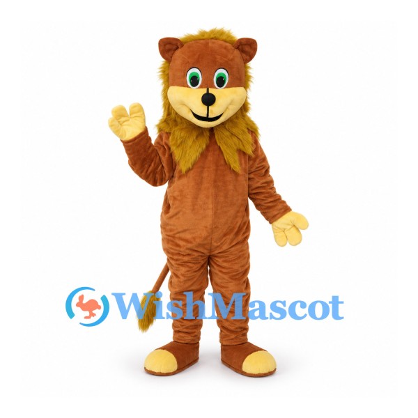 Lion Mascot Costume in Brown with Golden Mane