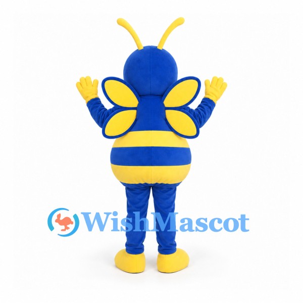 Bee Mascot Costume in Blue and Yellow with Wings
