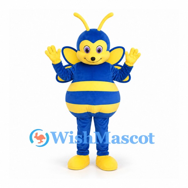 Bee Mascot Costume in Blue and Yellow with Wings