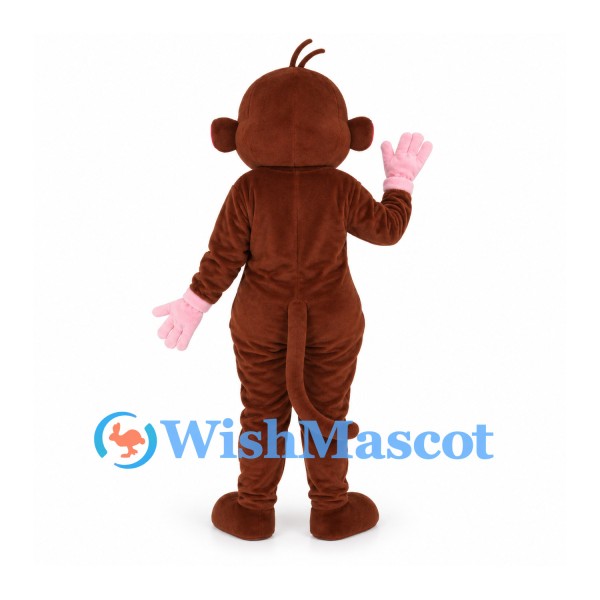 Monkey Mascot Costume in Brown with Yellow Belly and Pink Face