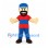 Mustached Man Mascot Costume with Blue Cap and Red Shirt