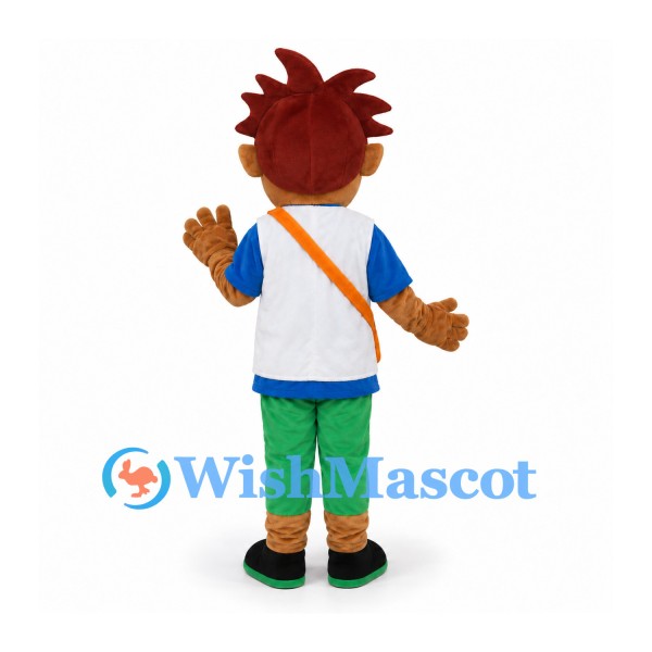 Boy Mascot Costume with Spiky Brown Hair and Green Pants