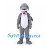 Shark Mascot Costume in Gray with White Belly and Pointed Teeth