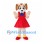 Dog Mascot Costume with Red Dress and Blue Neck Bow