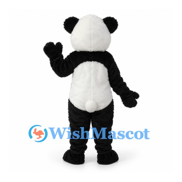 Panda Mascot Costume in Black and White with Oval Belly