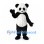 Panda Mascot Costume in Black and White with Oval Belly