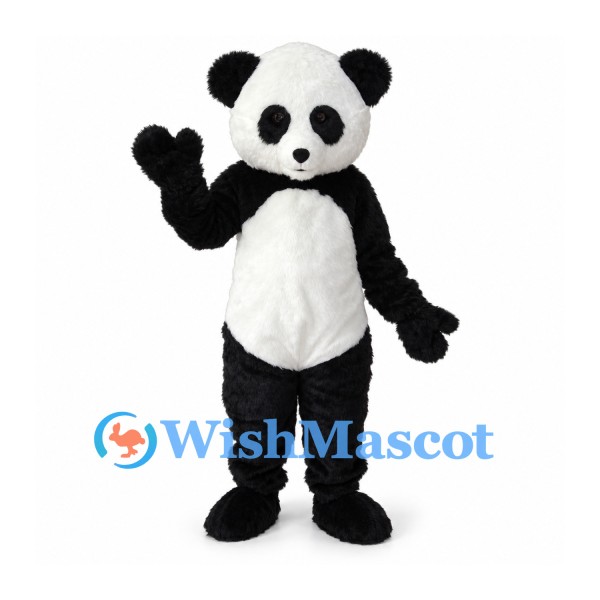 Panda Mascot Costume in Black and White with Oval Belly