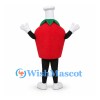 Tomato Chef Mascot Costume with White Hat and Smiling Face