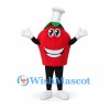 Tomato Chef Mascot Costume with White Hat and Smiling Face