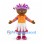Doll Mascot Costume with Colorful Curled Hair and Patterned Skirt