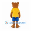 Bear Mascot Costume with Yellow Shirt and Blue Shorts