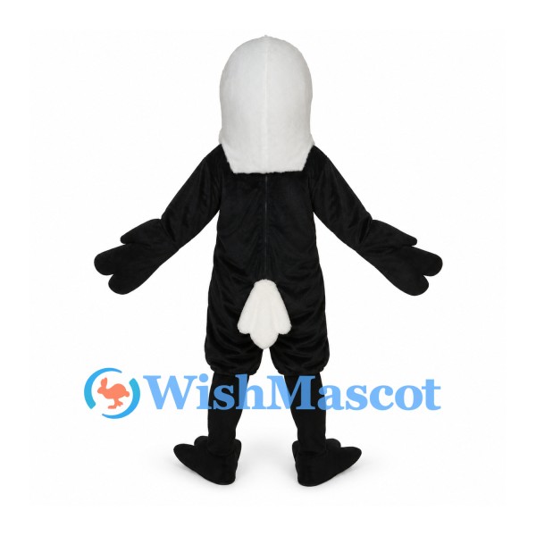 Bald Eagle Mascot Costume in Black with White Head and Yellow Beak