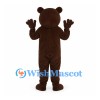 Bear Mascot Costume in Dark Brown with Open Mouth and Paw Pads