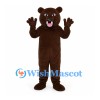 Bear Mascot Costume in Dark Brown with Open Mouth and Paw Pads