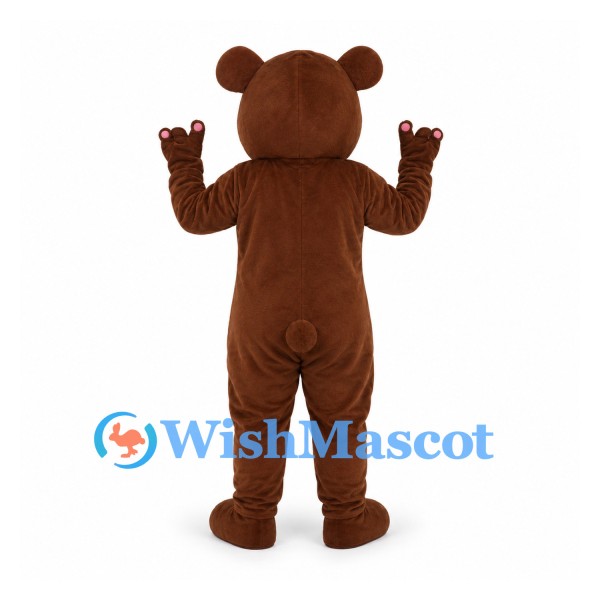 Bear Mascot Costume in Brown with Cream Belly and Pink Paw Pads