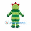 Monster Mascot Costume with Green Stripes and Red Head Spikes
