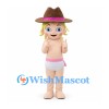 Baby Mascot Costume with Brown Cowboy Hat and White Diaper