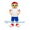 Boy Mascot Costume with Red Cap and Green Glasses