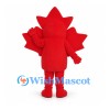 Maple Leaf Mascot Costume in Red with Smiling Face