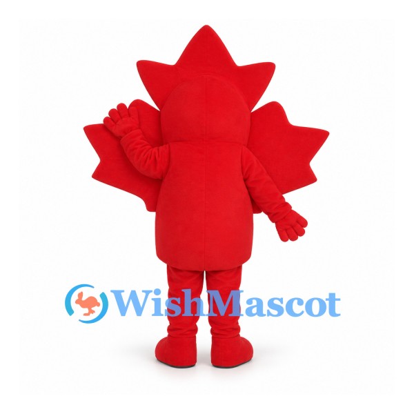 Maple Leaf Mascot Costume in Red with Smiling Face
