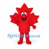 Maple Leaf Mascot Costume in Red with Smiling Face