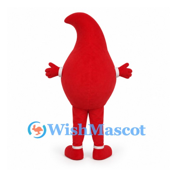 Blood Drop Mascot Costume in Red with Smiling Face