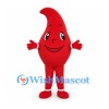Blood Drop Mascot Costume in Red with Smiling Face