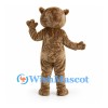 Teddy Bear Mascot Costume in Brown with Rounded Muzzle and Red Tongue