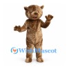 Teddy Bear Mascot Costume in Brown with Rounded Muzzle and Red Tongue