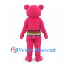 Bear Mascot Costume in Pink with Rainbow Belly Stripes