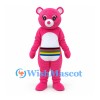Bear Mascot Costume in Pink with Rainbow Belly Stripes